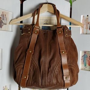Brown leather handbag